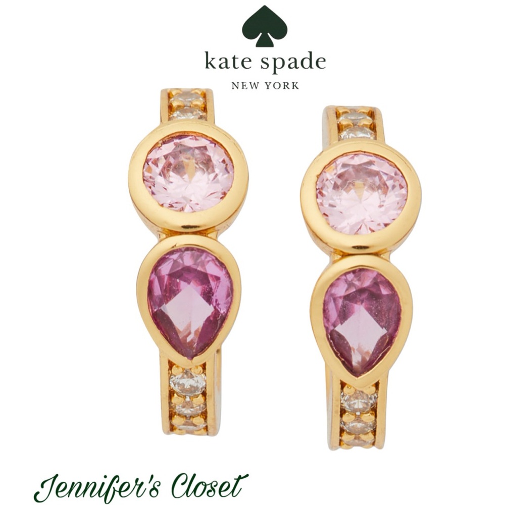 Kate Spade New York Cubic Zirconia Bubbly Bezel Huggie Hoop Earrings / NWT